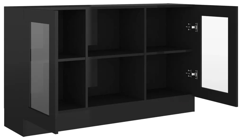 vidaXL Βιτρίνα Γυαλιστερό Μαύρο 120 x 30,5 x 70 εκ. από Μοριοσανίδα
