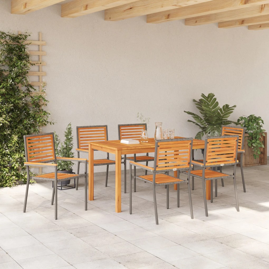 vidaXL Σερβίτσιο Κήπου 7 pcs Γκρι 140 x 80 x 74 cm Μέταλλο, ξύλο