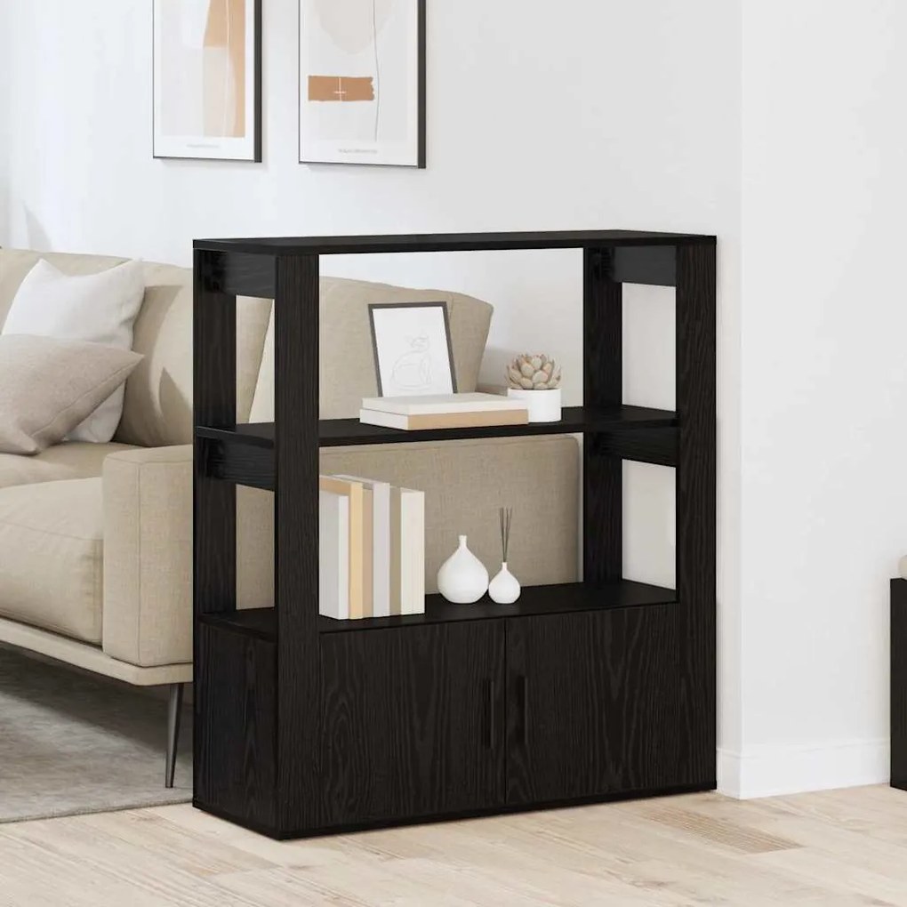 vidaXL Πλαϊνό γραφείο Μαύρη δρυς 30 x 80 x 90 εκ Επεξεργασμένο ξύλο
