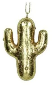 Supergreens Στολίδι Χριστουγεννιάτικο "Cactus S" Πολυρεζίνη Χρυσό 4,5 εκ.