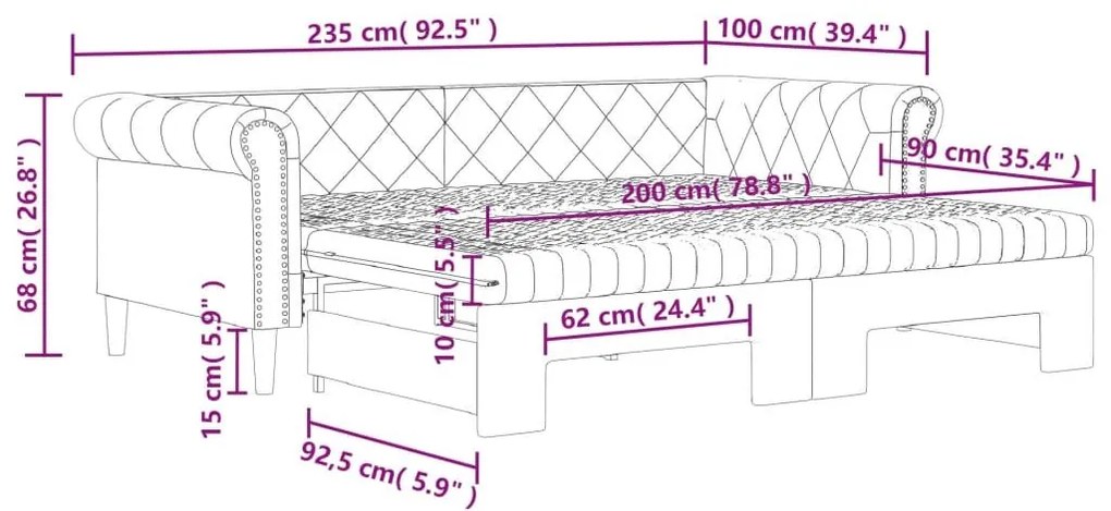 Καναπές Κρεβάτι Συρόμ. Καπουτσίνο 90x200εκ Συνθ. Δέρμα/Στρώματα - Καφέ