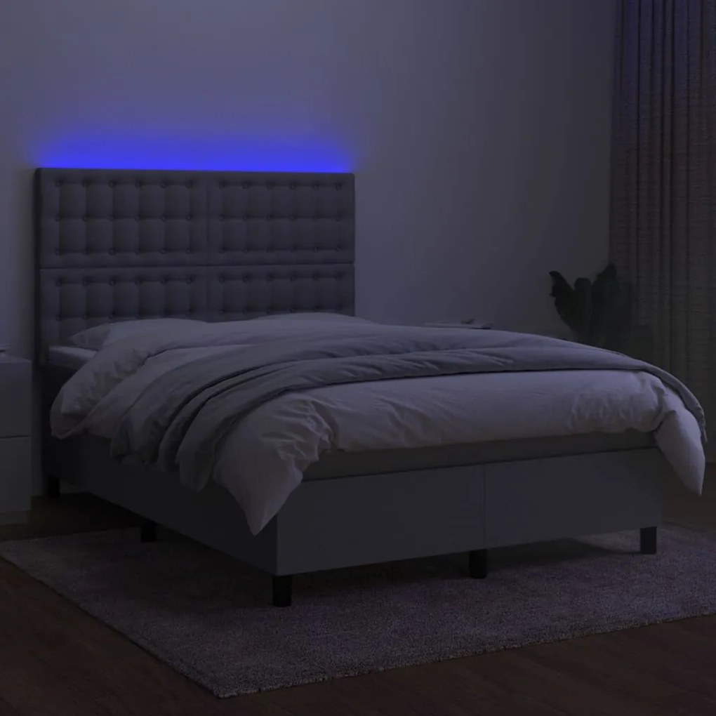 ΚΡΕΒΑΤΙ BOXSPRING ΜΕ ΣΤΡΩΜΑ &amp; LED ΑΝ.ΓΚΡΙ 140X200ΕΚ. ΥΦΑΣΜΑΤΙΝΟ 3135197