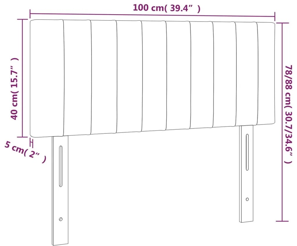 vidaXL Κεφαλάρι Κρεβατιού LED Ανοιχτό Γκρι 100x5x78/88 εκ. Βελούδινο