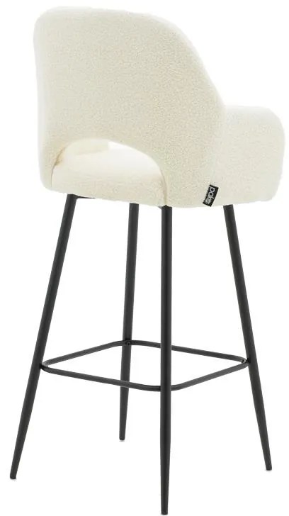 Σκαμπό bar Renish ύφασμα μπουκλέ εκρού και μεταλλικό μαύρο πόδι 51x57x114εκ 2αδα 51x57x114 εκ.