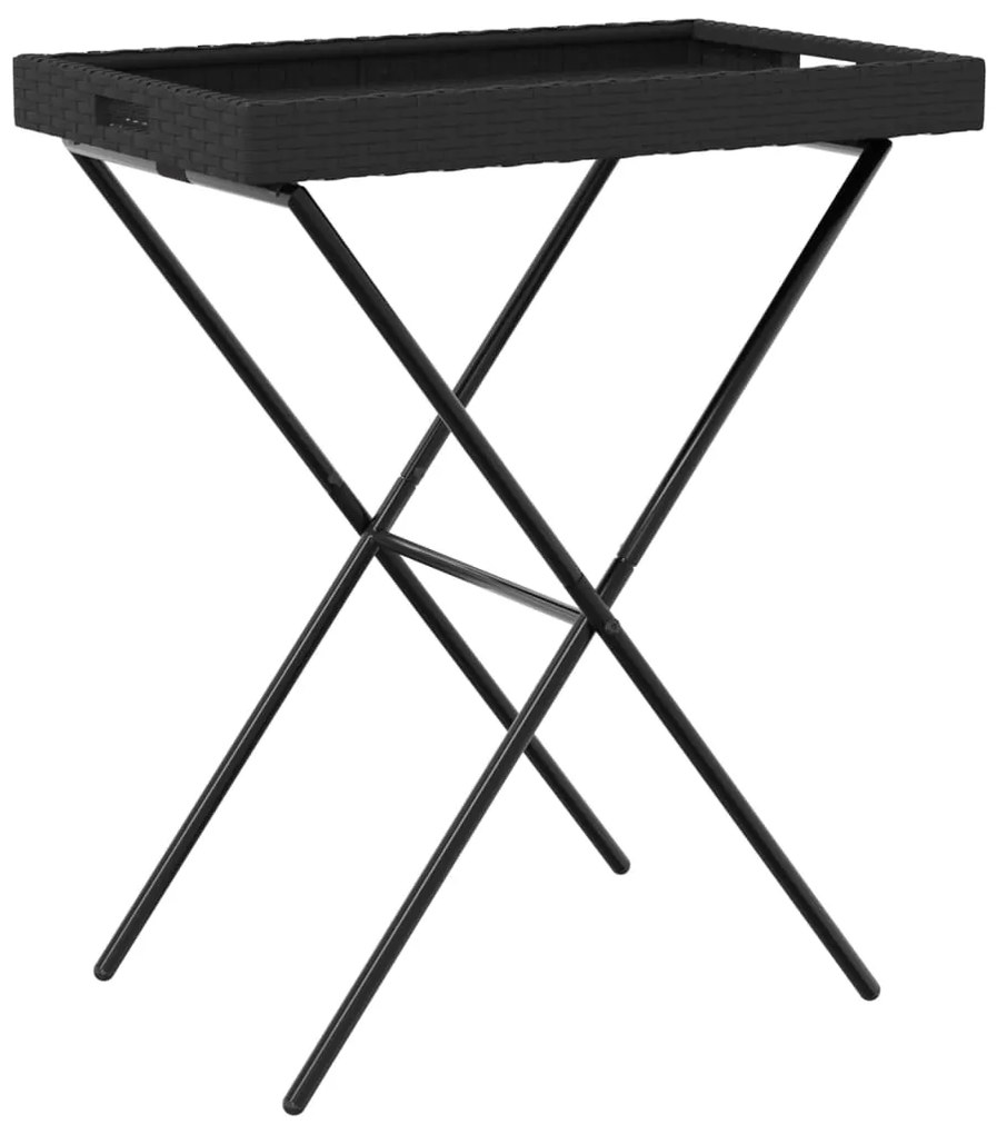 vidaXL Τραπέζι Δίσκος Πτυσσόμενο Μαύρο 65x40x75 εκ. Συνθετικό Ρατάν