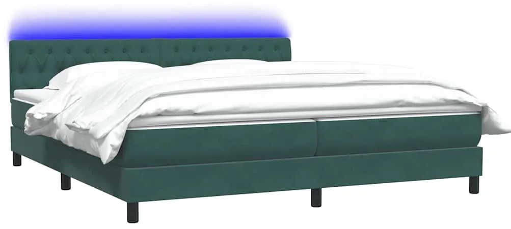 vidaXL Κρεβάτι Boxspring με Στρώμα Σκούρο Πράσινο 200x210εκ. Βελούδινο