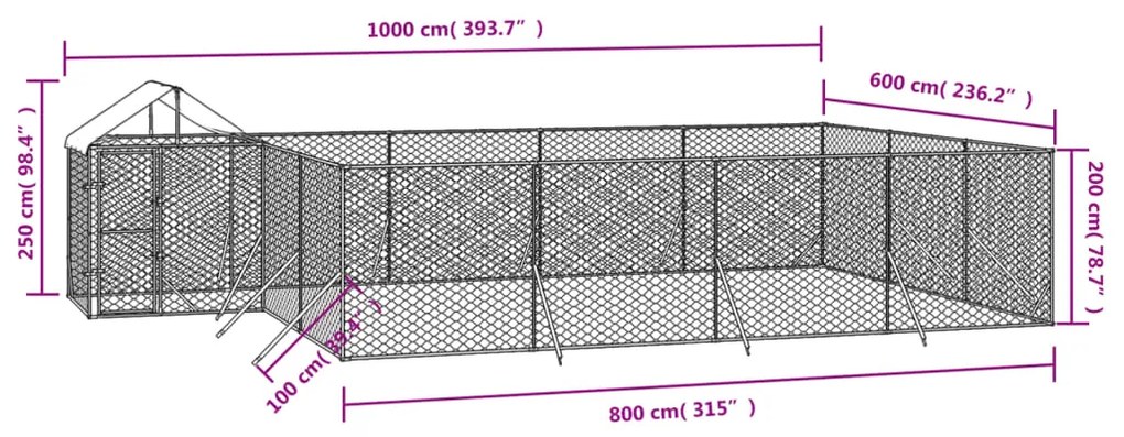 ΚΛΟΥΒΙ ΣΚΥΛΟΥ ΕΞ. ΧΩΡΟΥ ΜΕ ΟΡΟΦΗ ΑΣΗΜΙ 10X6X2,5 Μ. ΓΑΛΒ. ΑΤΣΑΛΙ 3190472