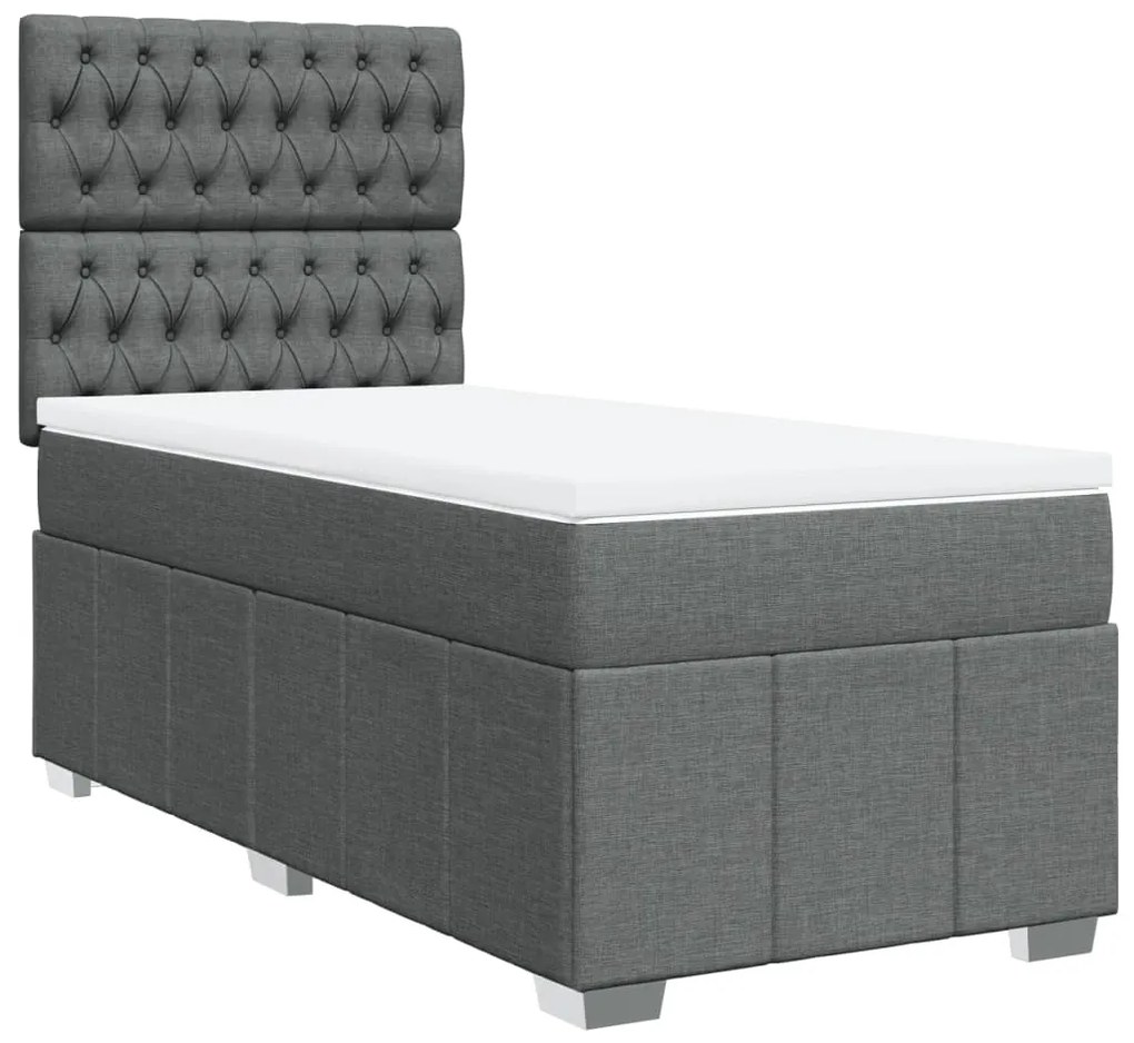 vidaXL Κρεβάτι Boxspring με Στρώμα Σκούρο Γκρι 80x200 εκ. Υφασμάτινο