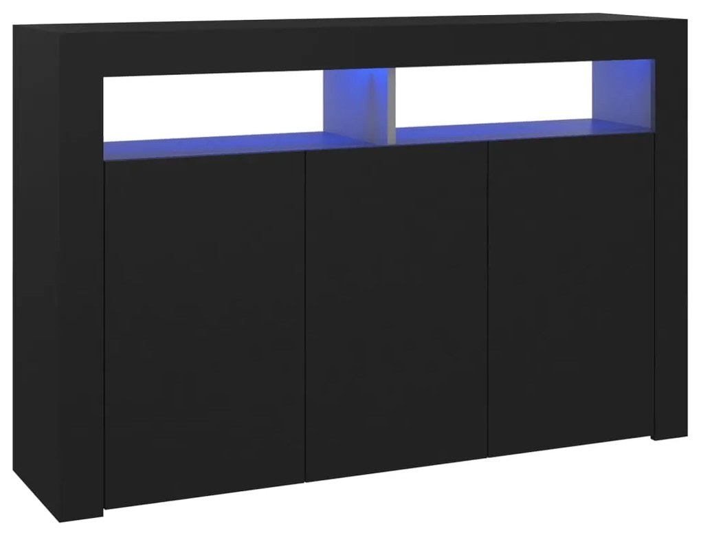 vidaXL Μπουφές με LED Μαύρος 115,5x30x75 εκ.