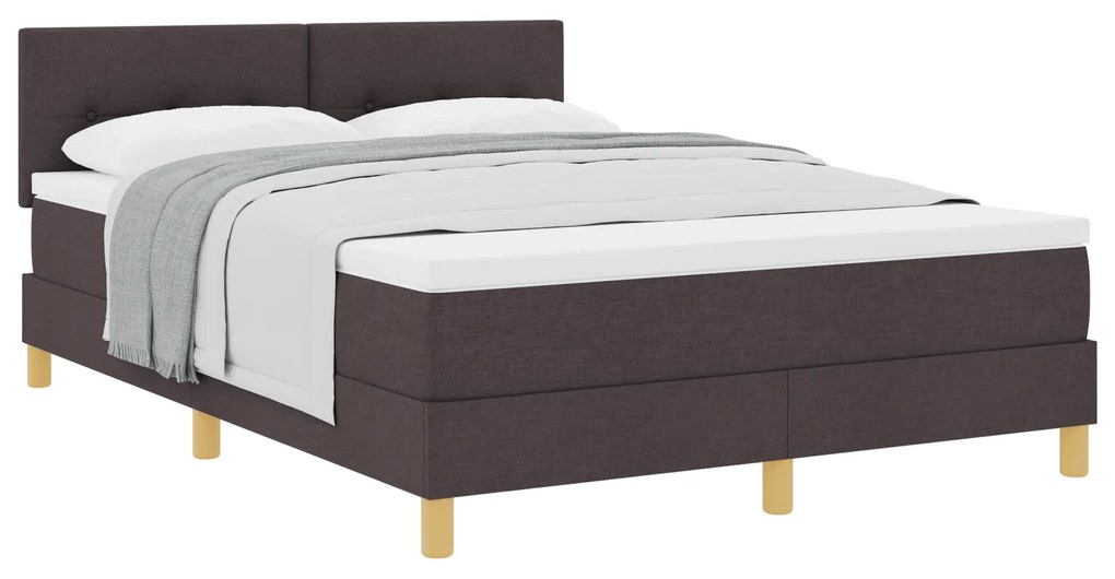 vidaXL Κρεβάτι με Στρώμα Σκούρο Καφέ 140x190 cm Υφάσματος