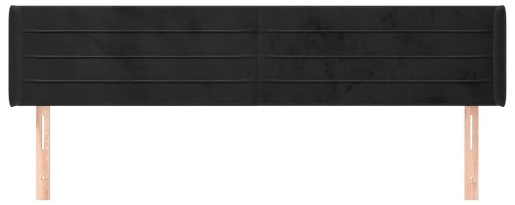 vidaXL Κεφαλάρι με Πτερύγια Μαύρο 203x16x78/88 εκ. Βελούδινο