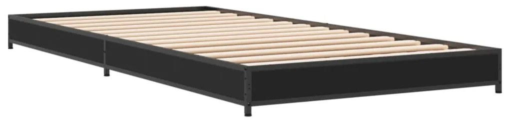 vidaXL Πλαίσιο Κρεβατιού Μαύρο 100x200 εκ. Επεξ. Ξύλο &amp; Μέταλλο