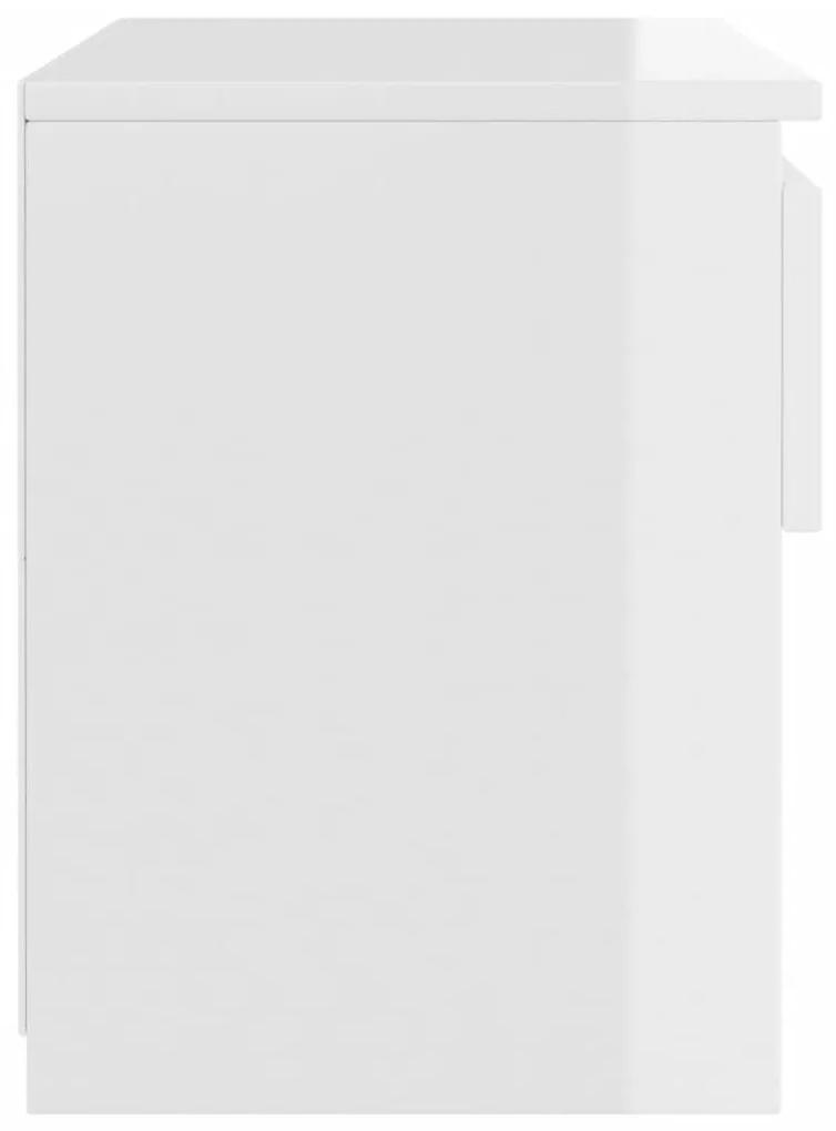 Κομοδίνα 2 τεμ. Γυαλιστερό Λευκό 40 x 30 x 39 εκ. Μοριοσανίδα - Λευκό
