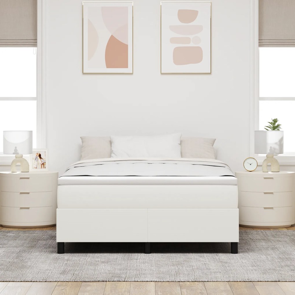 vidaXL Κρεβάτι με Στρώμα, Κρεμ, 160 x 200 εκ, Υφασμάτινο Βελουτέ