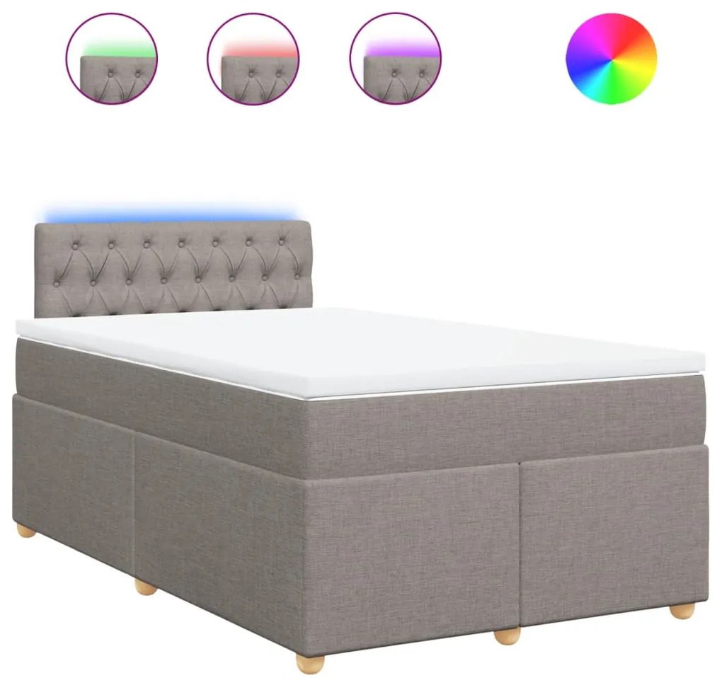 vidaXL Κρεβάτι Boxspring με Στρώμα Taupe 120x200 εκ. Υφασμάτινο