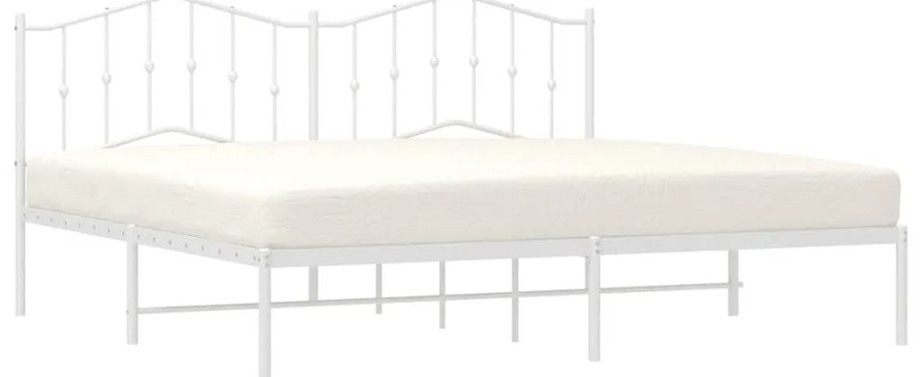 vidaXL Πλαίσιο Κρεβατιού με Κεφαλάρι Λευκό 193 x 203 εκ. Μεταλλικό
