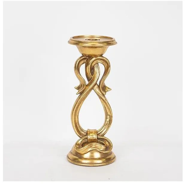 Κηροπήγιο Πολυρεσίν Χρυσό 11x11x27cm 752-26041 Estheti-752-26041-Χρυσό 752-26041