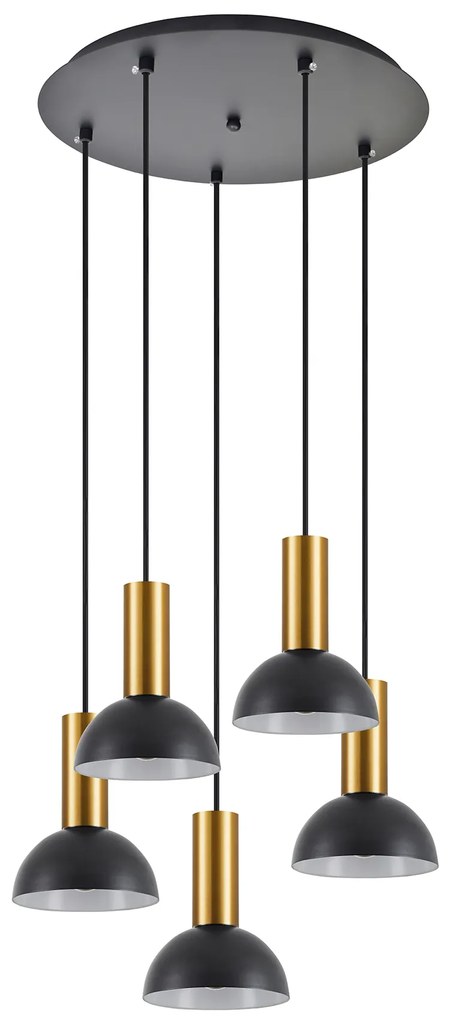 Φωτιστικό Οροφής  SE21-GM-4-5BL-MS3 ADEPT TUBE Gold Matt Pendant Black Metal Shade+ - 77-8650 - 51W - 100W - 77-8650