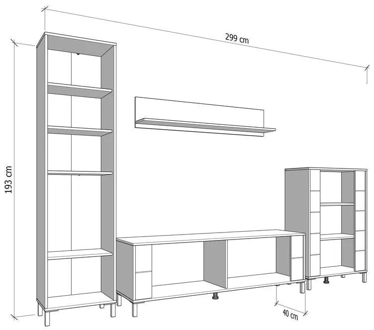 Σύνθετο σαλονιού DURHAM AH σε Artisan Oak 299x40x193εκ. 299x40x193 εκ.