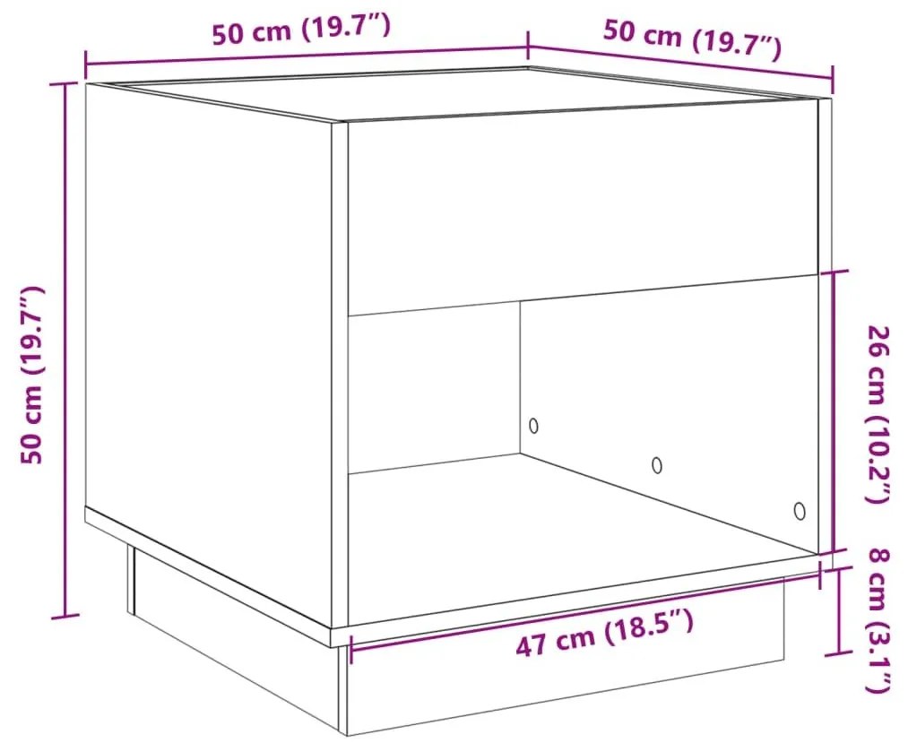 Κομοδίνο Άπειρο Φως LED Sonoma Δρυς 50x50x50 εκ. - Καφέ