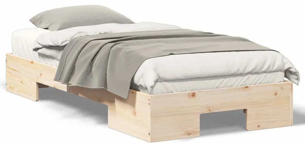 vidaXL Κρεβάτι δαπέδου Καφέ 90 x 200 cm Μασίφ ξύλο πεύκου