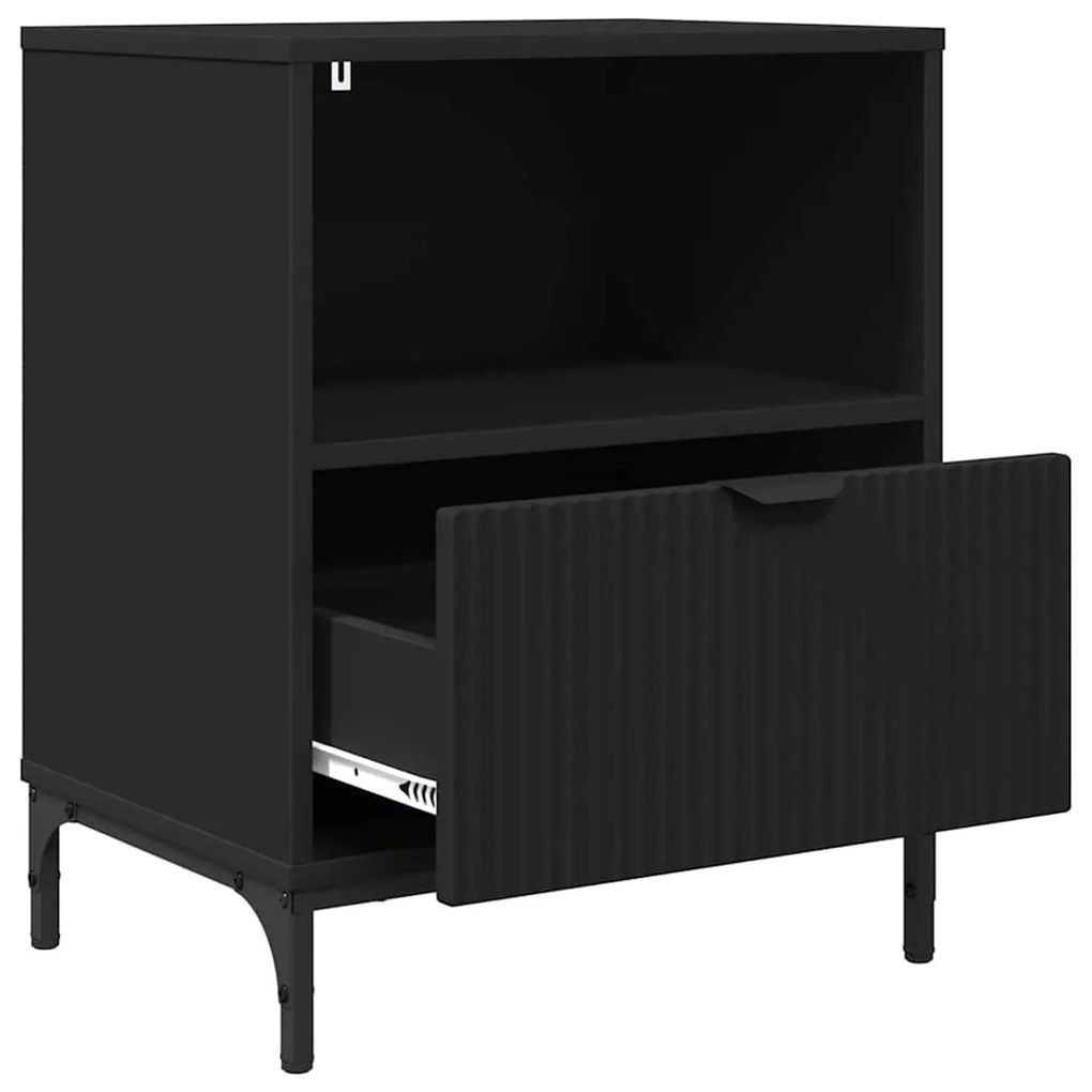 vidaXL Κομοδίνα 2 pcs Μαύρο 49 x 36 x 61 εκ Επεξεργασμένο ξύλο