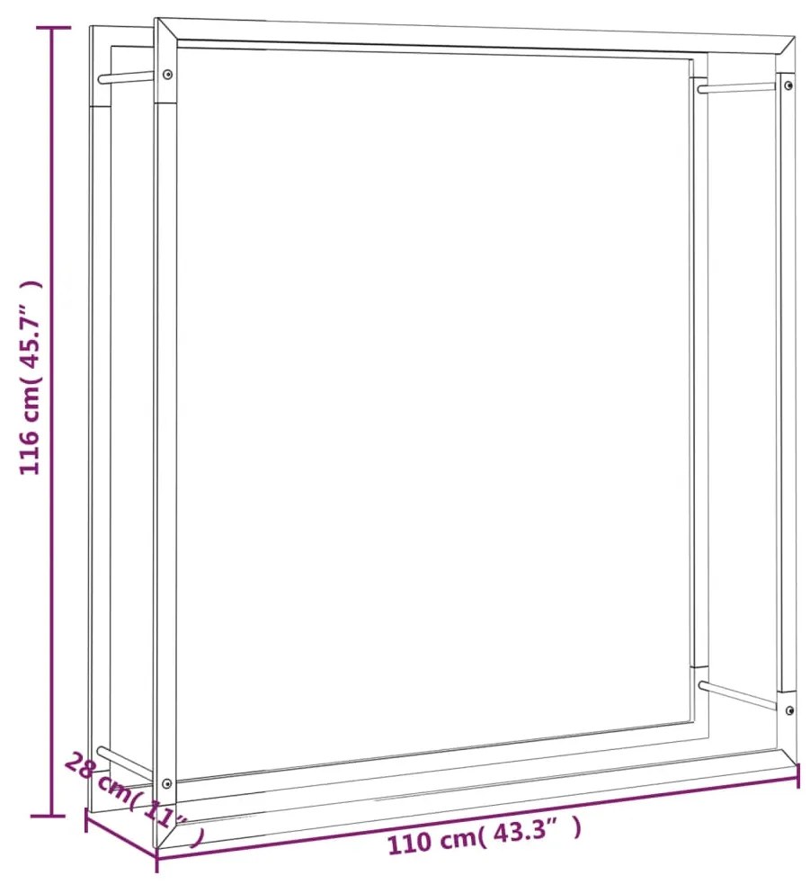 vidaXL Ραφιέρα Καυσόξυλων Ματ Μαύρο 110x28x116 εκ. Ατσάλι