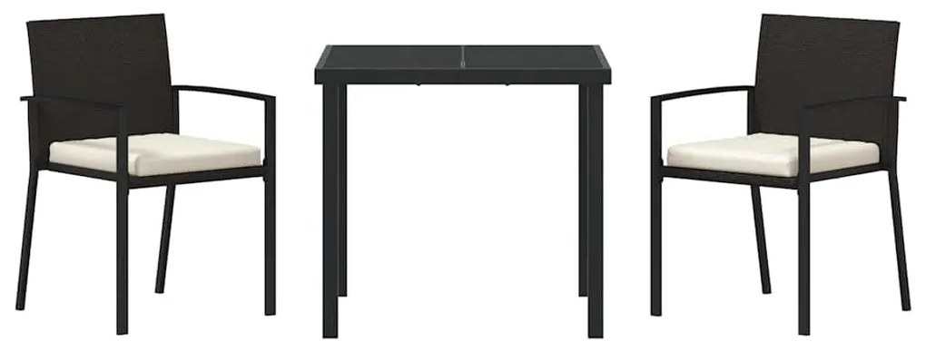 vidaXL Σέτ φαγητού για κήπο 3 pcs Μαύρο Χάλυβας με επίστρωση πούδρας