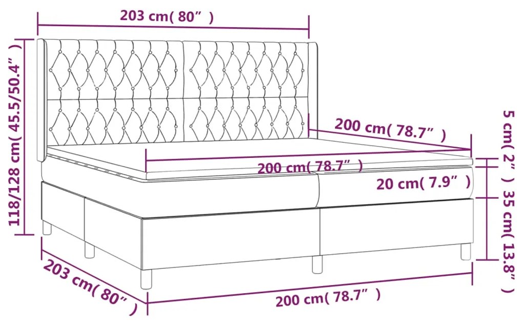 ΚΡΕΒΑΤΙ BOXSPRING ΜΕ ΣΤΡΩΜΑ &amp; LED ΣΚ. ΓΚΡΙ 200X200ΕΚ. ΒΕΛΟΥΔΙΝΟ 3139764