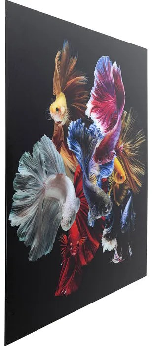 Πίνακας Γυάλινος Πλήθος Χρωματιστών Ψαριών  120x0.4x120εκ