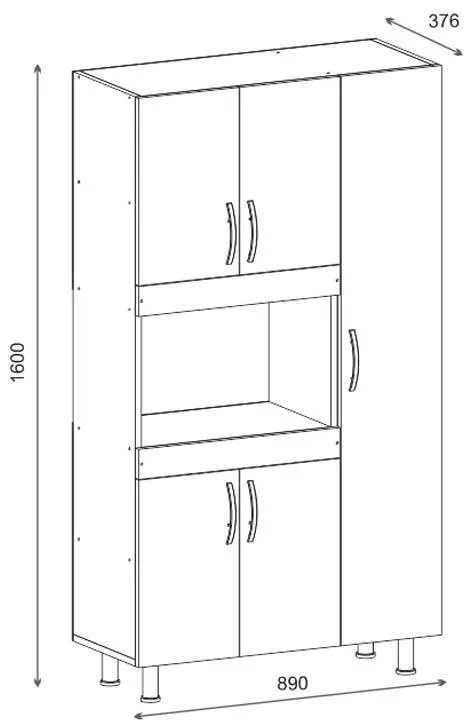 Ντουλάπα κουζίνας Defne σε λευκή απόχρωση  89x37.5x160εκ 89x37.5x160 εκ.