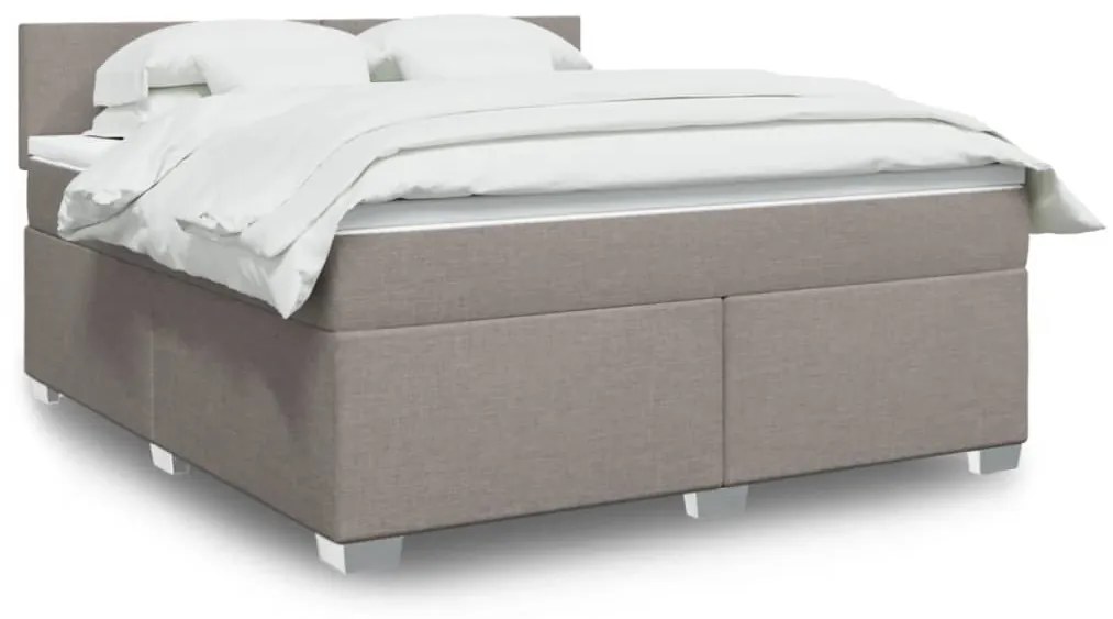 vidaXL Κρεβάτι Boxspring με Στρώμα Taupe 180x200 εκ. Υφασμάτινο