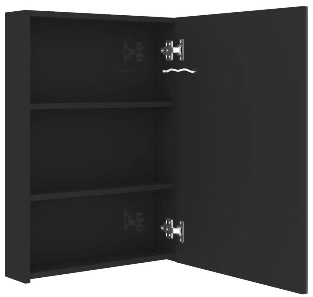 vidaXL Καθρέφτης Μπάνιου με Ντουλάπι & LED Λαμπερό Μαύρο 50x13x70 εκ.