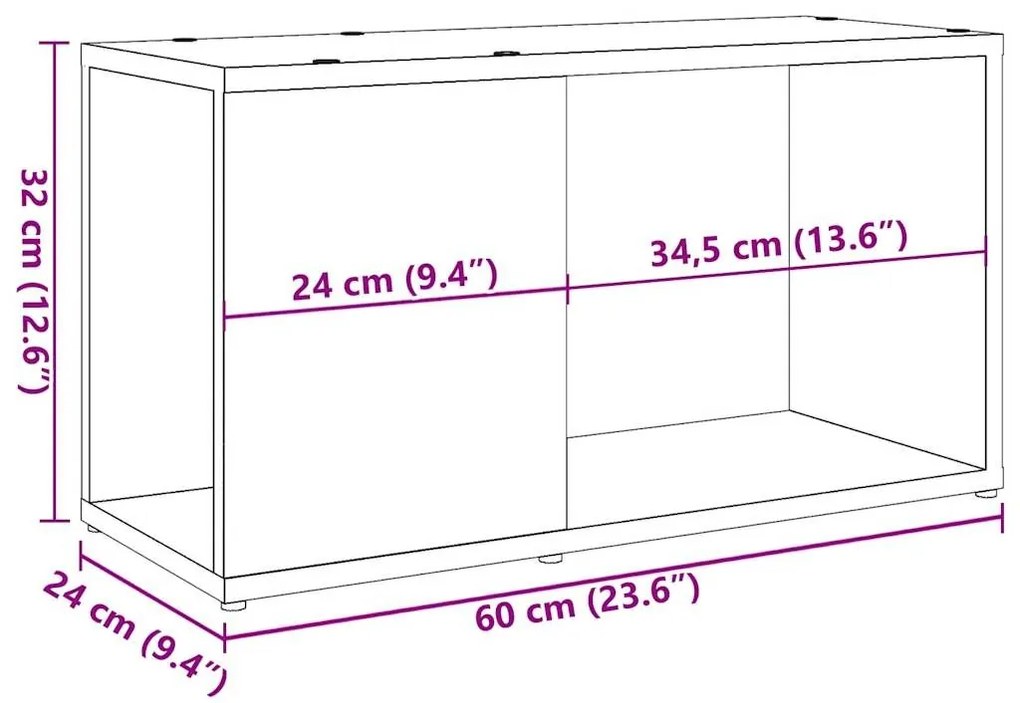 Έπιπλο Τηλεόρασης Παλιό Ξύλο 60 x 24 x 32 εκ. από Μοριοσανίδα - Καφέ