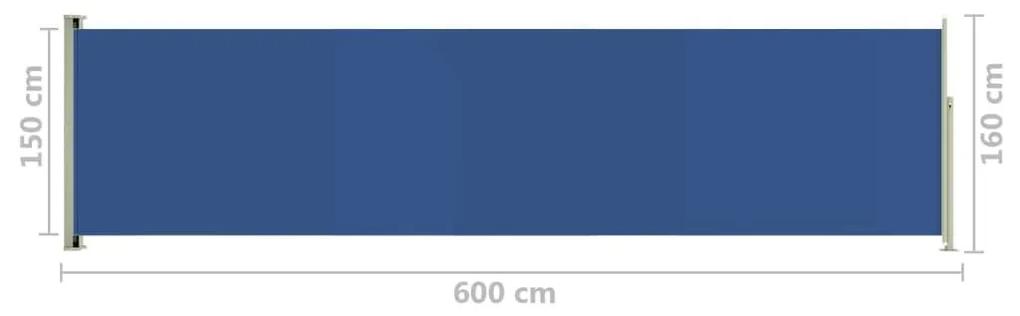 Σκίαστρο Πλαϊνό Συρόμενο Βεράντας Μπλε 160 x 600 εκ. - Μπλε