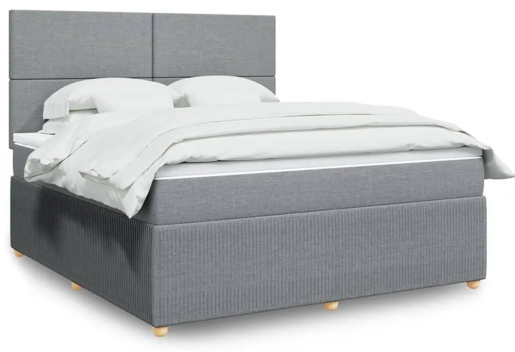 vidaXL Κρεβάτι Boxspring με Στρώμα Ανοιχτό Γκρι 180x200 εκ. Υφασμάτινο