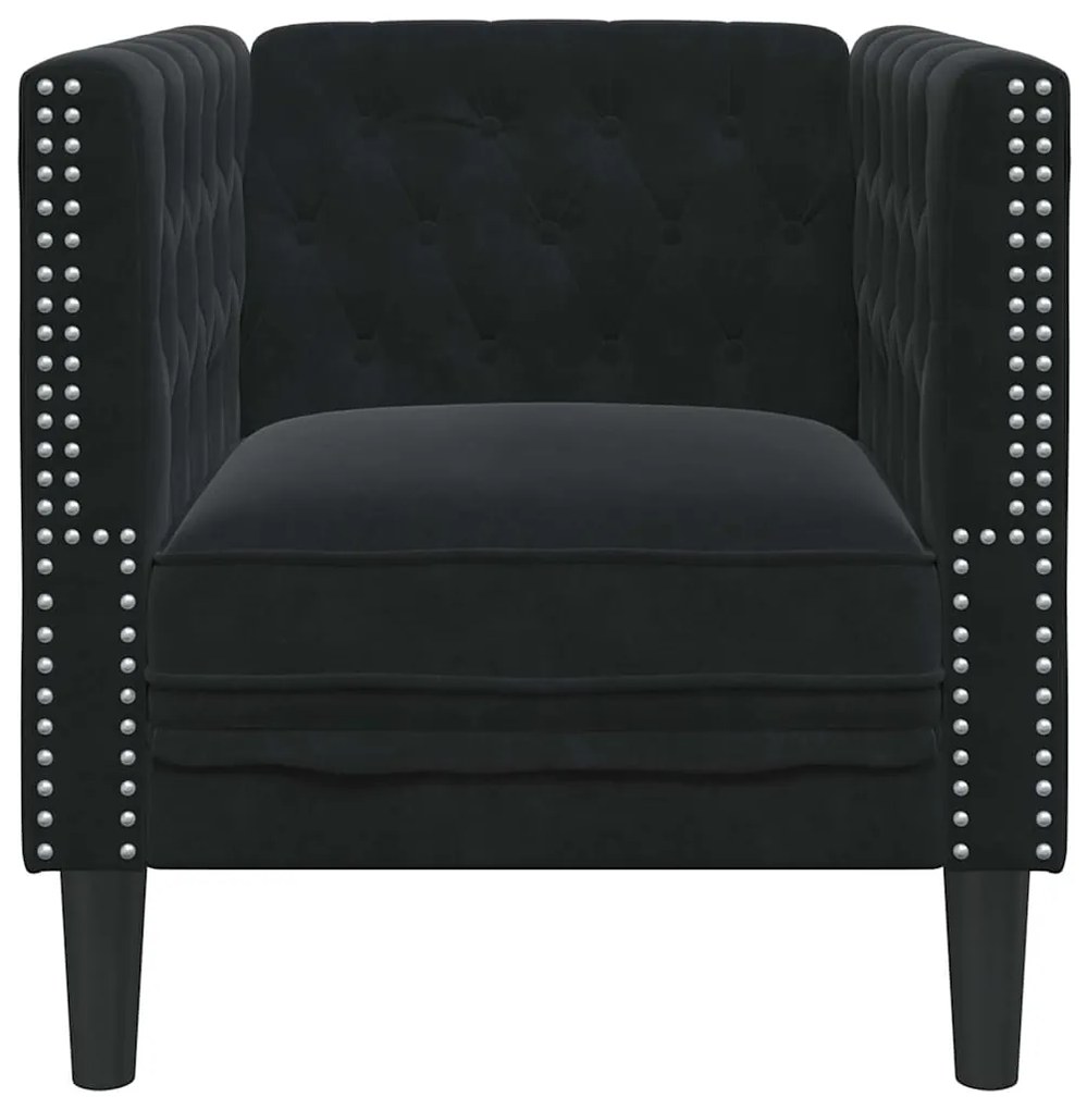 vidaXL Πολυθρόνα Τσέστερφιλντ Μαύρο 71 x 74.5 x 70.5 εκ. Βελούδο