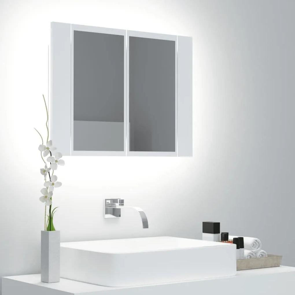 Καθρέφτης Μπάνιου με Ντουλάπι LED Λευκός 60x12x45 εκ. Ακρυλικός - Λευκό