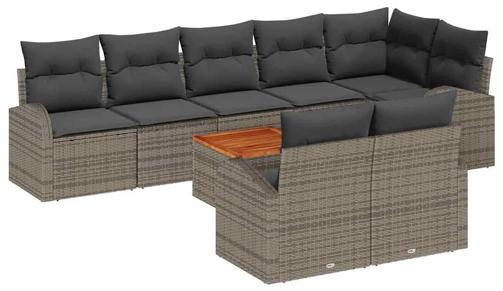 vidaXL Σετ Καναπέ Κήπου 9 pcs Γκρι Πολυ ράταν