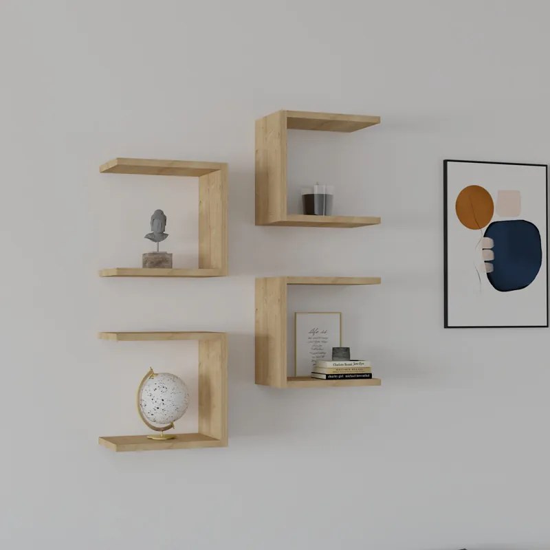 Ραφιέρα τοίχου Perari pakoworld 4τεμ.σε oak απόχρωση 30x19.6x30εκ (1 τεμάχια)