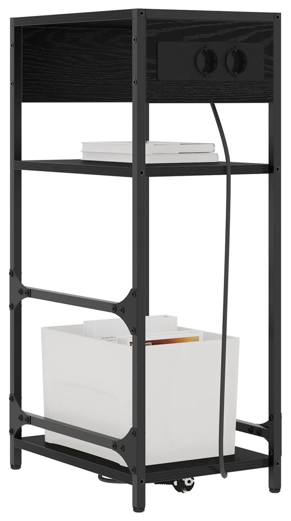 vidaXL Κομοδίνο Μαύρη δρυς 40 x 27 x 76 εκ Επεξεργασμένο ξύλο