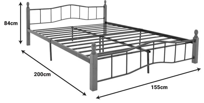 Κρεβάτι διπλό Faryn καρυδί rubberwood-μαύρο μέταλλο 150x200εκ 160x205x84 εκ.