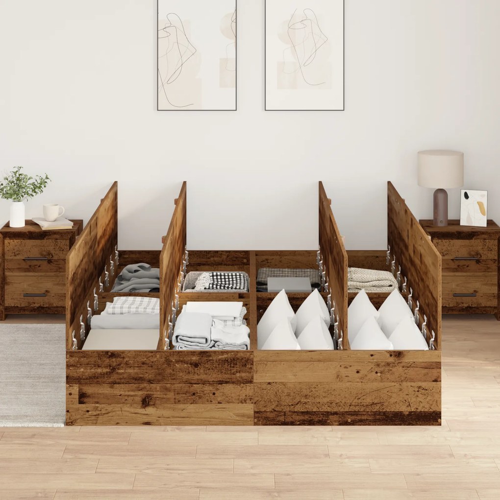 vidaXL Κρεβάτι Αποθήκευσης από Παλιό Ξύλο 160 x 200 cm