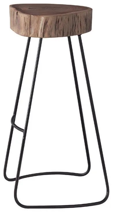 WOODWELL ATRIUM Σκαμπό BAR, Μέταλλο Βαφή Μαύρο, Ξύλο Ακακία Φυσικό 46x46x +/- 76cm ΕΑ7107