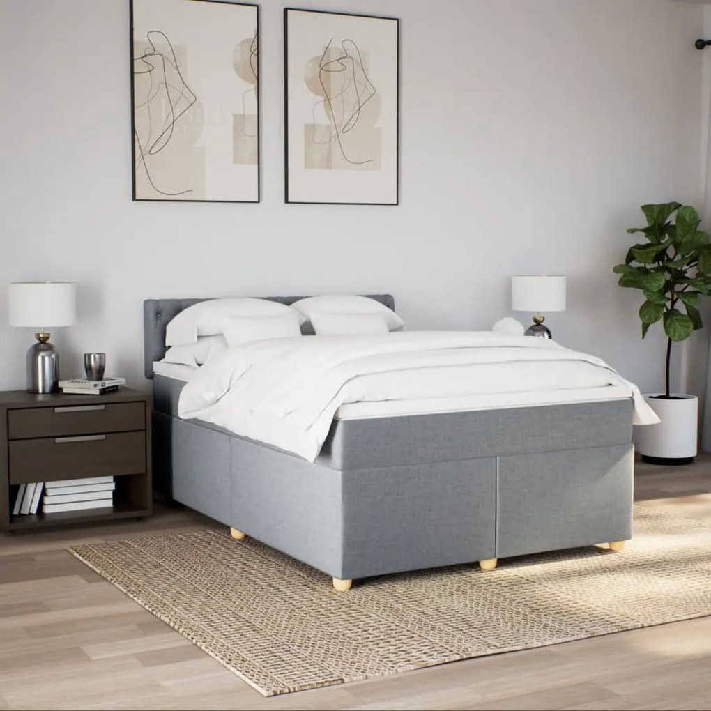 vidaXL Κρεβάτι Boxspring με Στρώμα Αν. Πράσινο 160x200εκ Υφασμάτινο