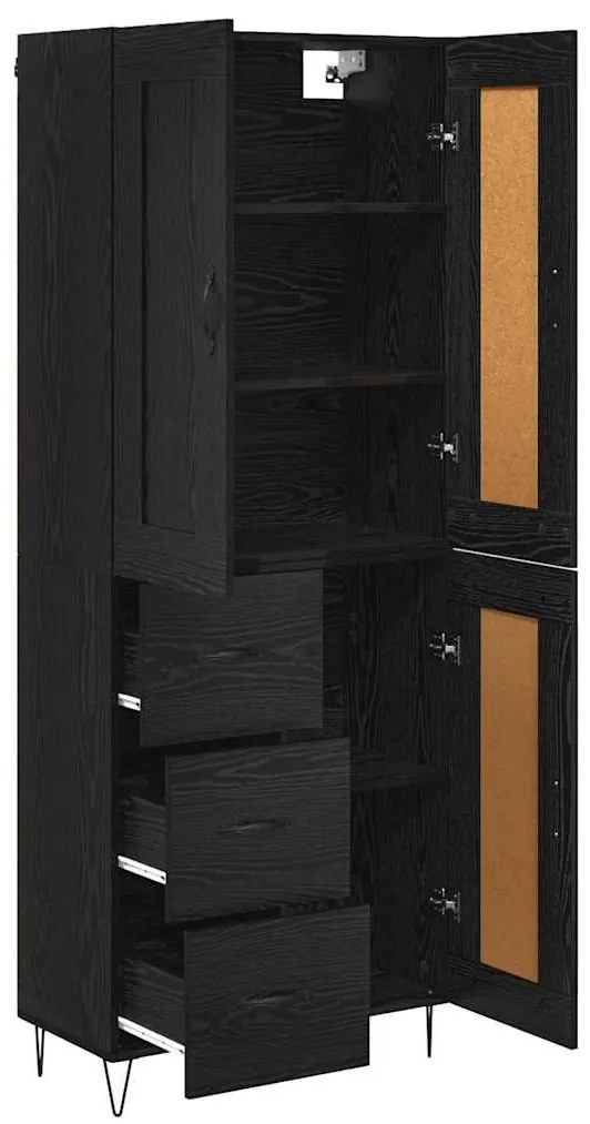 vidaXL Highboard Μαύρη Οξυά 69,5 x 34 x 180 εκ. Επεξεργασμένο ξύλο