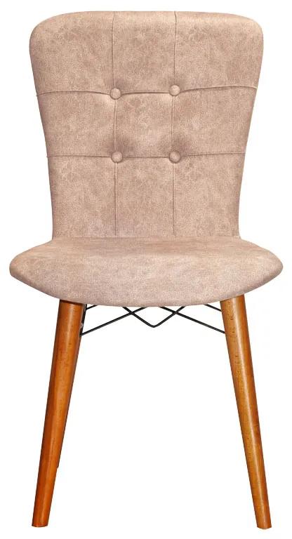Καρέκλα Sonora I pakoworld ύφασμα μπεζ antique-καρυδί πόδι - Ύφασμα - 266-000002