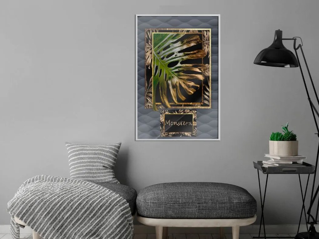 Αφίσα - Monstera in the Frame - 20x30 - Χρυσό - Χωρίς πασπαρτού