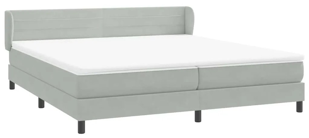 Box Spring κρεβάτι με στρώματα ανοιχτό γκρι 200x210cm Βελούδινο - Γκρι