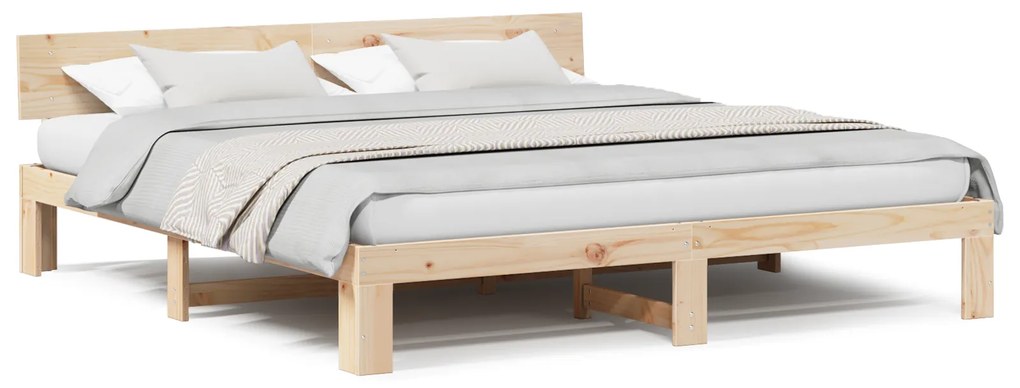 vidaXL Κρεβάτι με Κεφαλάρι 180x200 εκ Μασίφ Ξύλο Πεύκου